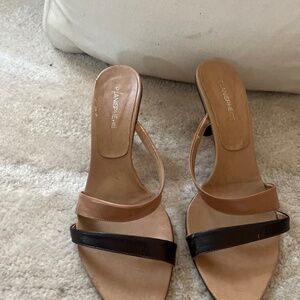Tan & dark brown kitten heel shoes